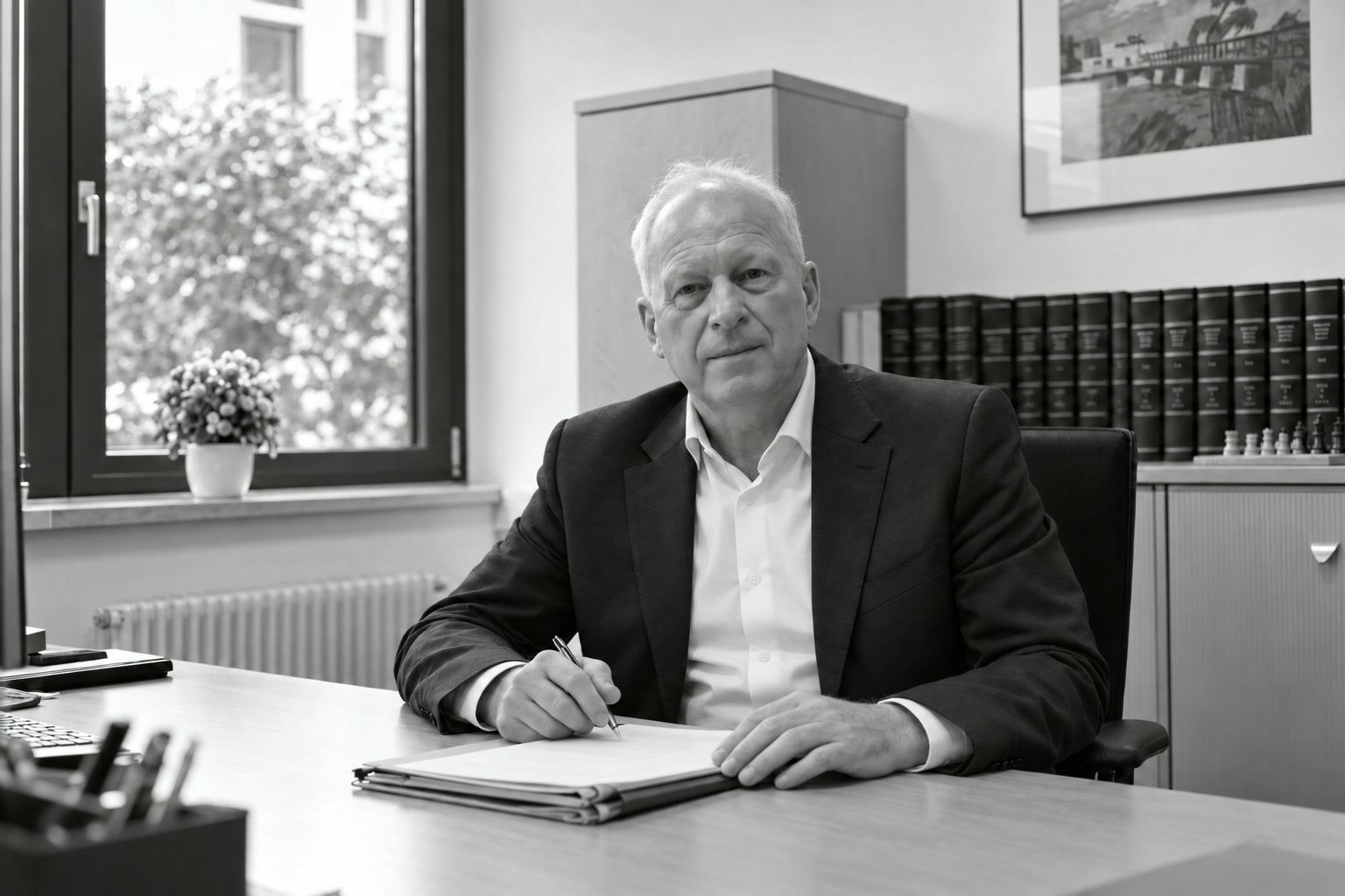 Rechtsanwalt Jürgen Röckel an seinem Schreibtisch